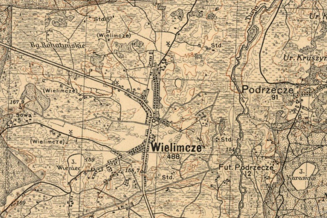 Село на польській карті міжвоєнного періоду